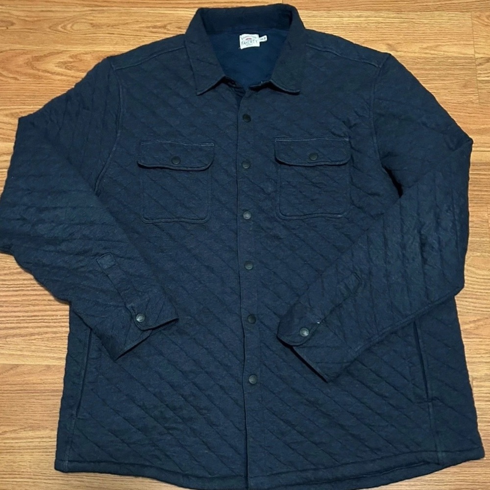 Faherty Men’s 2XL Blue Quilted Fleece Outdoor Button Up Jacket